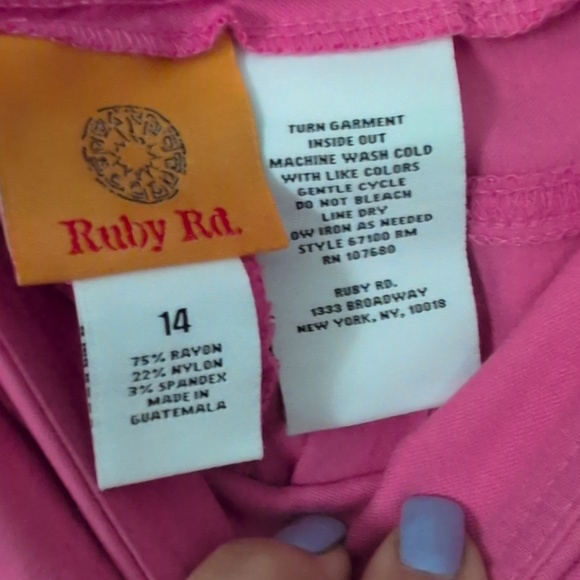 Ruby Rd. Hot Pink Women's Stretch Pants - Picture 5 of 5